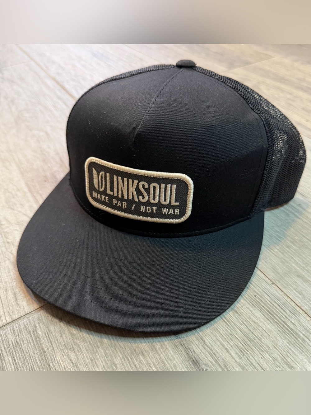 Linksoul Unisex Black Snapback Hat Spell-Out Adjustable Golf Prep Casual CA Sun